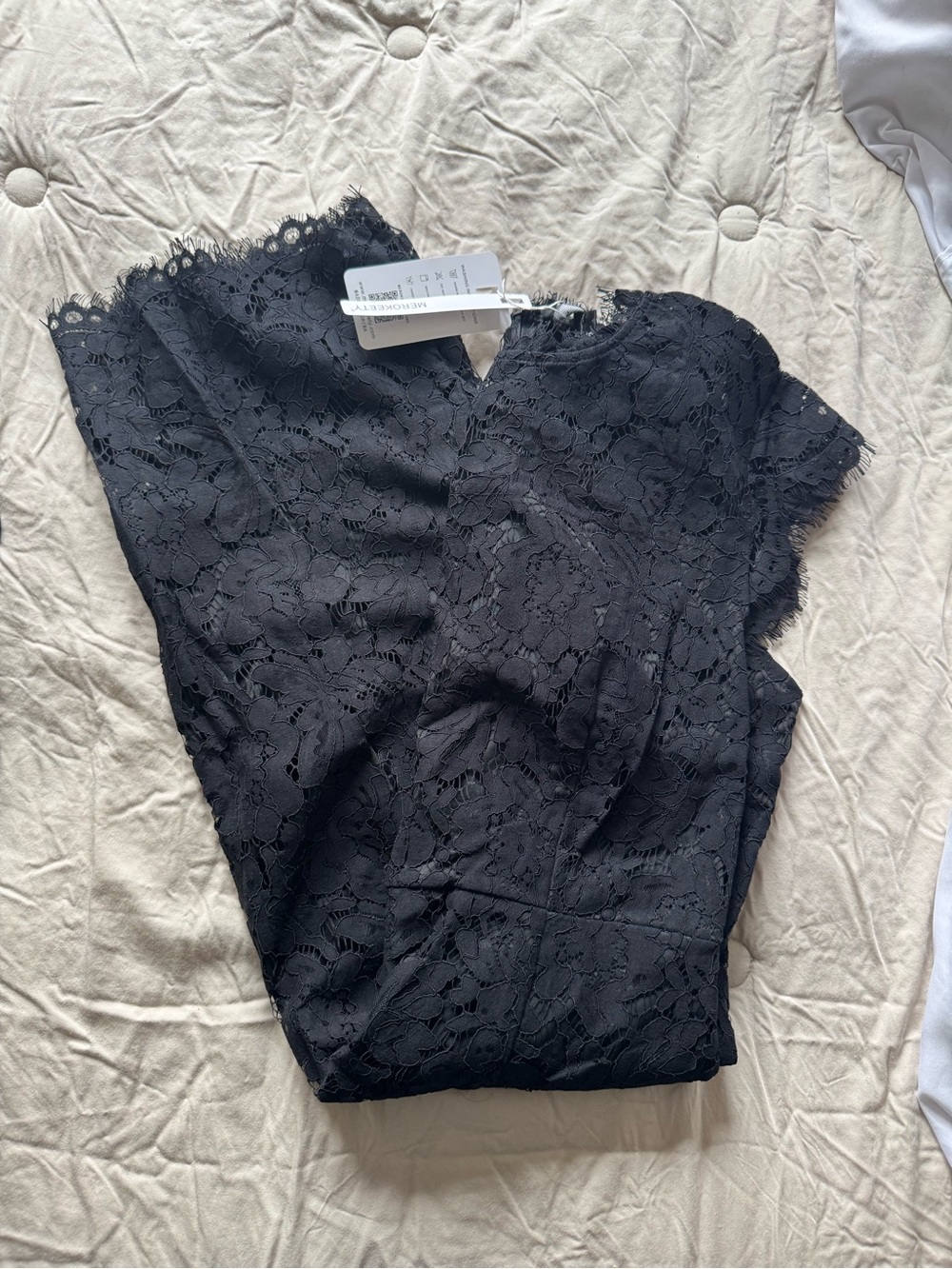 Black Lace Midi Dress with Floral Overlay - Unbranded